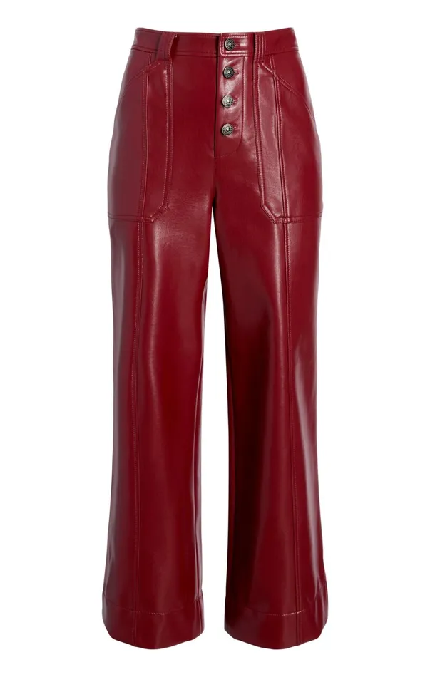 Women Pants Cinq Sept Vegan Leather Benji Pant Rhubarb