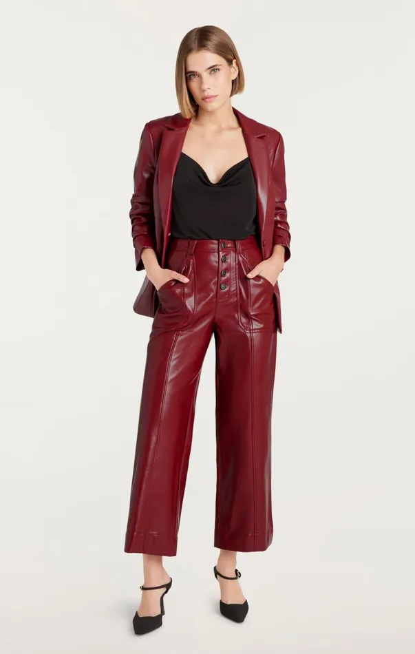 Women Pants Cinq Sept Vegan Leather Benji Pant Rhubarb