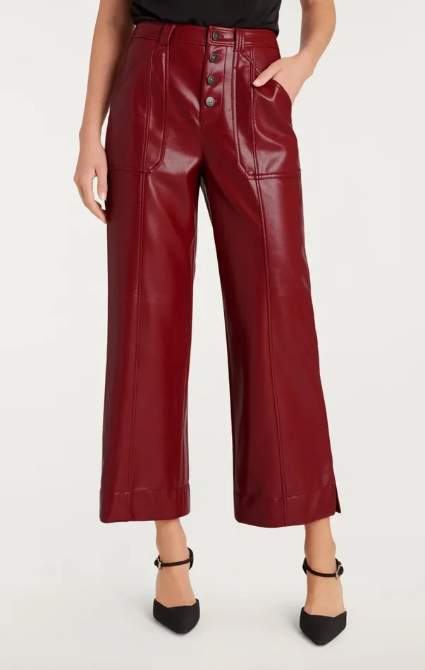 Women Pants Cinq Sept Vegan Leather Benji Pant Rhubarb