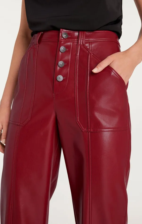 Women Pants Cinq Sept Vegan Leather Benji Pant Rhubarb