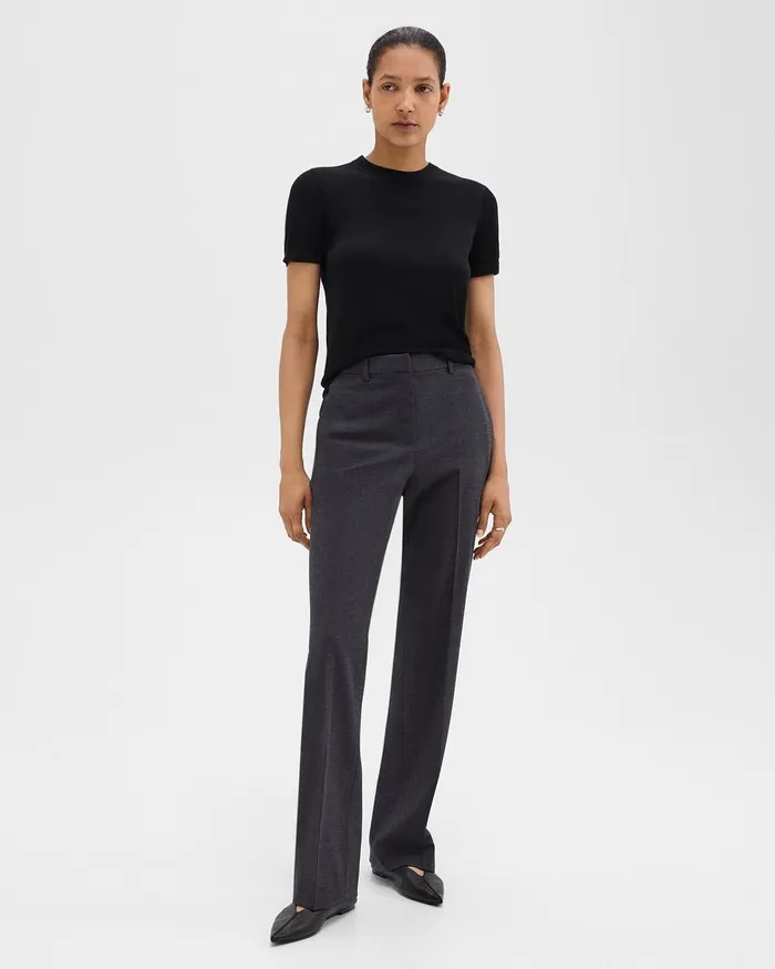 Women Pants Theory Flared Pant In Good Wool Charcoal Melange