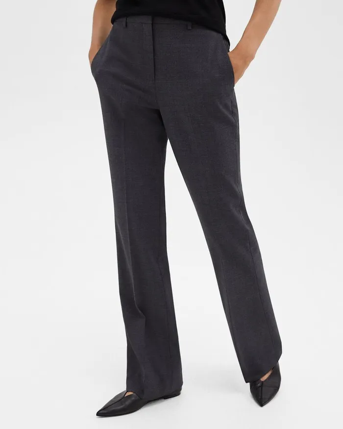 Women Pants Theory Flared Pant In Good Wool Charcoal Melange