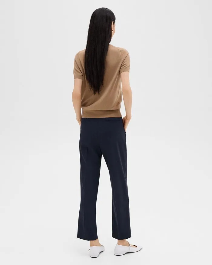 Women Pants Theory HighWaist StraightLeg Pant In Good Wool Nocturne Navy