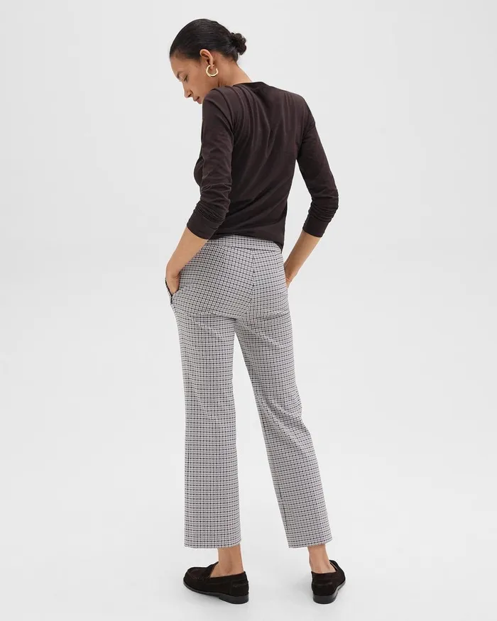 Women Pants Theory Kick Pant In Stretch Houndstooth Knit Cinder Multi