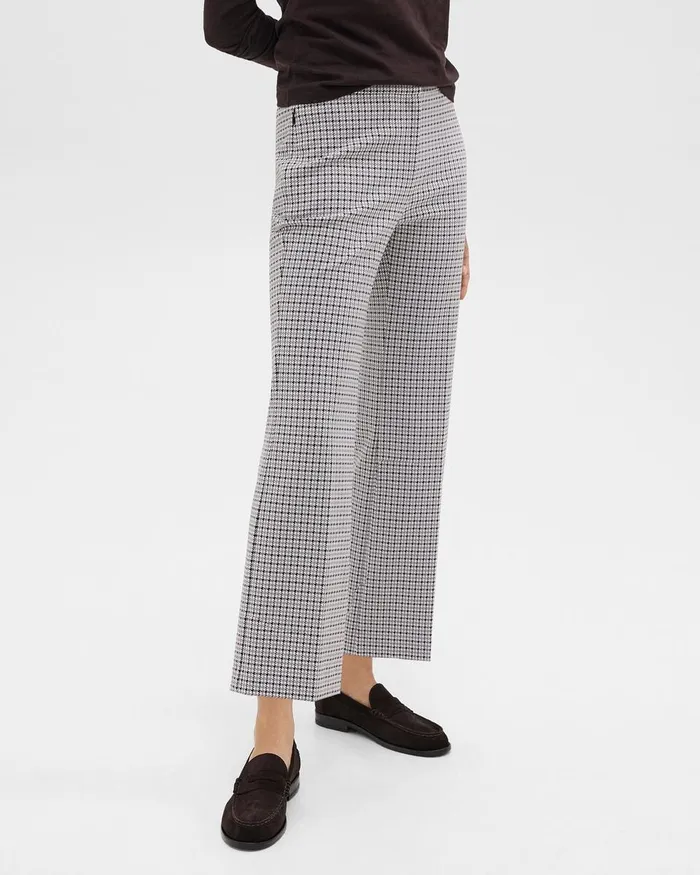 Women Pants Theory Kick Pant In Stretch Houndstooth Knit Cinder Multi