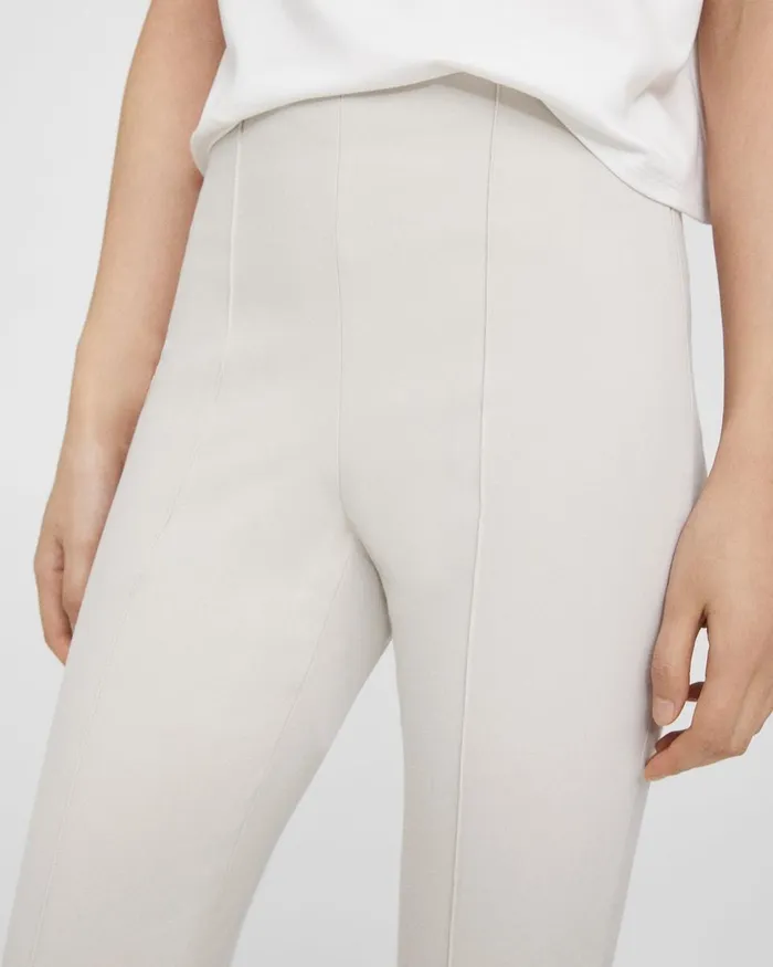 Women Pants Theory Pintucked Slim Pant In Stretch Cotton Sand