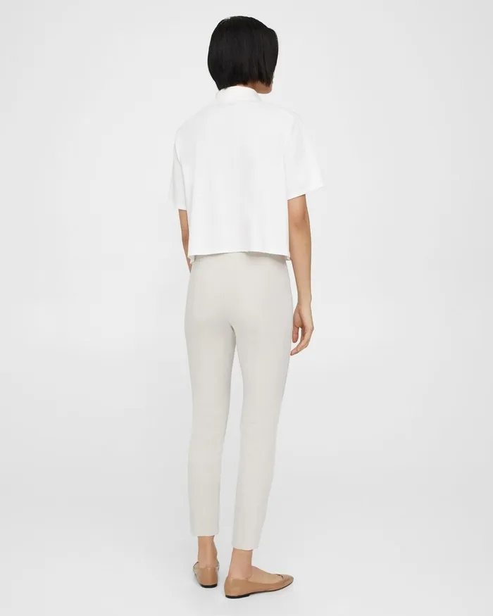 Women Pants Theory Pintucked Slim Pant In Stretch Cotton Sand
