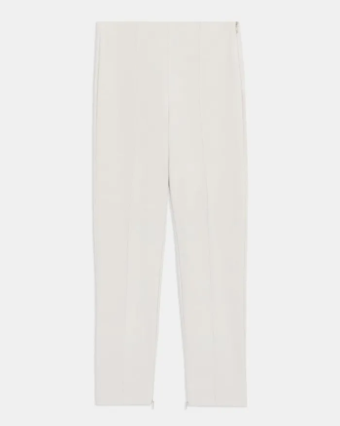 Women Pants Theory Pintucked Slim Pant In Stretch Cotton Sand