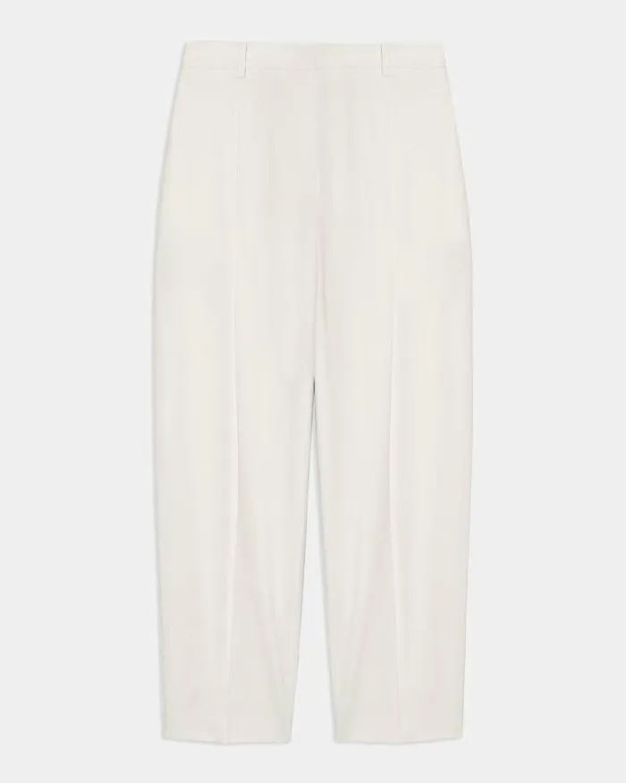 Women Pants Theory Pleated Carrot Pant In Good Wool Ivory