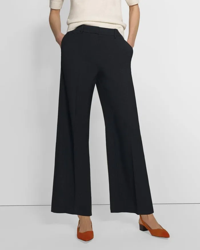 Women Pants Theory Relaxed Pant In Good Wool Nocturne Navy