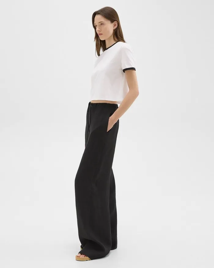 Women Pants Theory Relaxed PullOn Pant In Hemp Black