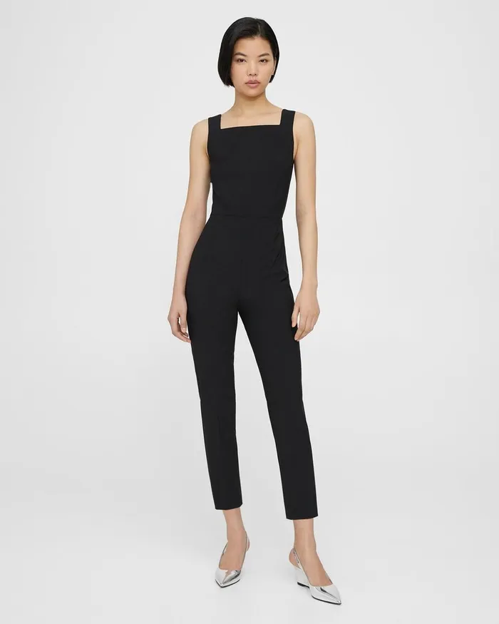 Women Pants Theory Sleeveless Jumpsuit In Good Wool Black