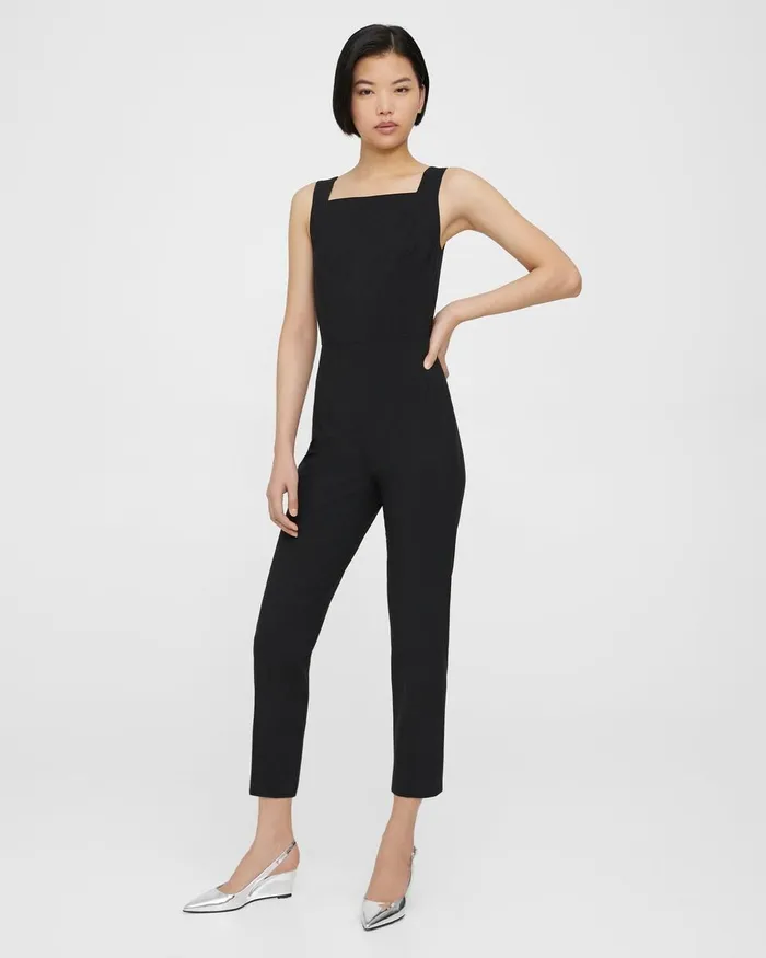 Women Pants Theory Sleeveless Jumpsuit In Good Wool Black
