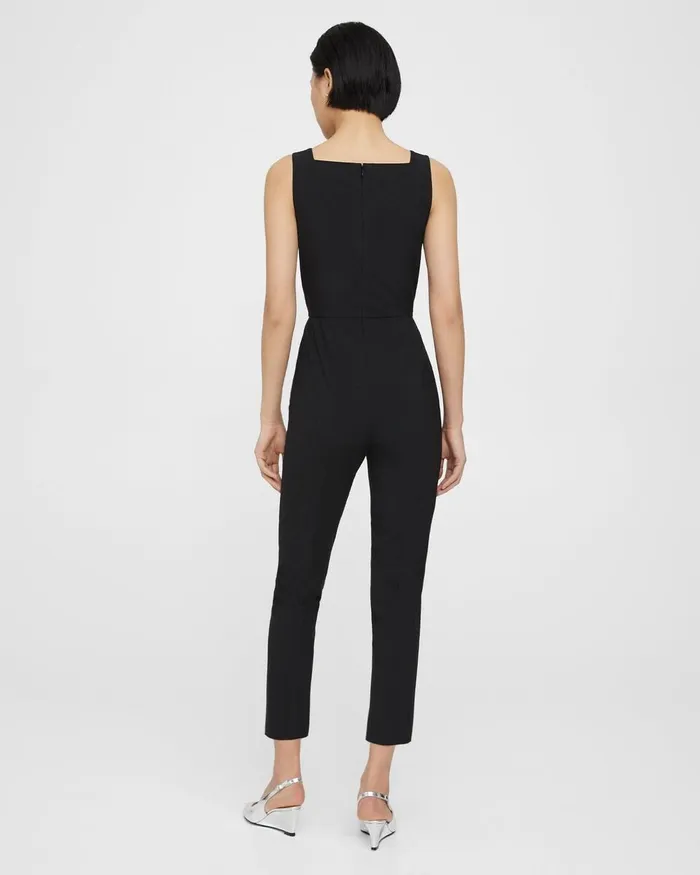 Women Pants Theory Sleeveless Jumpsuit In Good Wool Black