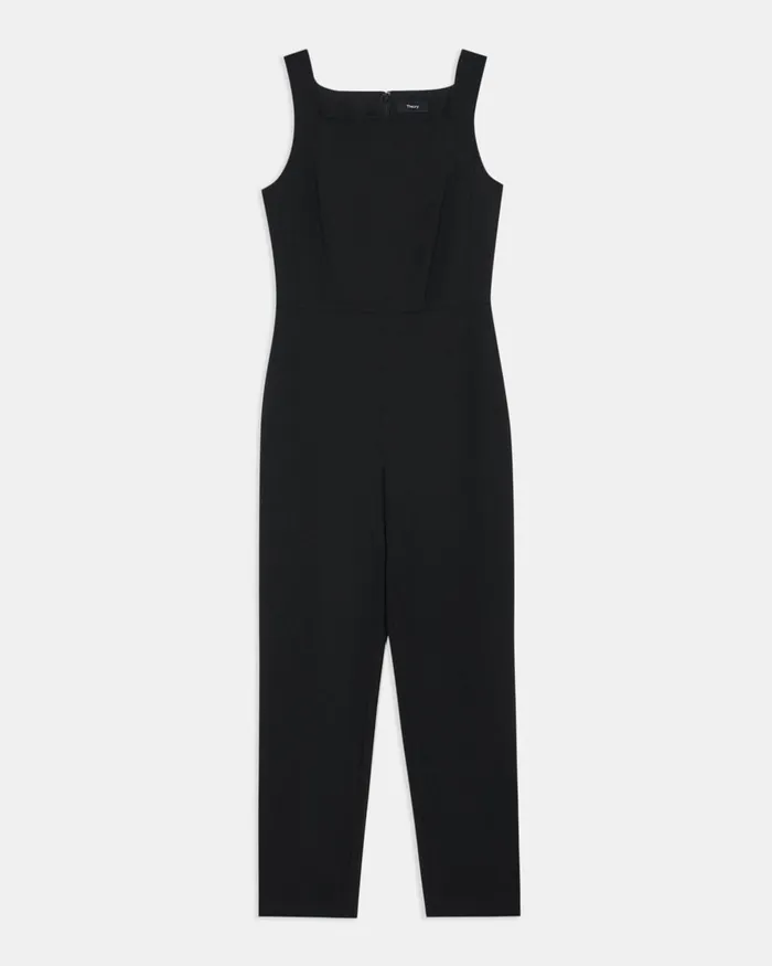 Women Pants Theory Sleeveless Jumpsuit In Good Wool Black