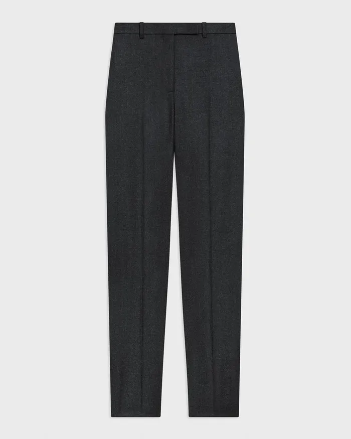 Women Pants Theory Tapered HighWaist Pant In Sleek Flannel New Charcoal Melange