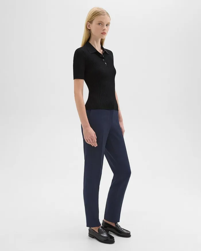 Women Pants Theory Treeca Full Length Pant In Admiral Crepe Nocturne Navy