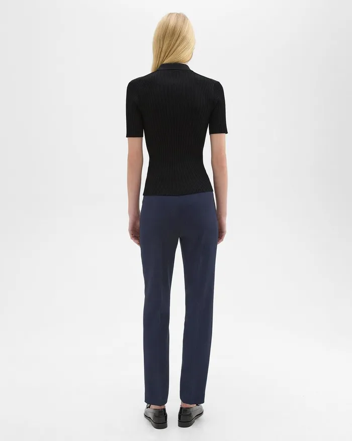Women Pants Theory Treeca Full Length Pant In Admiral Crepe Nocturne Navy
