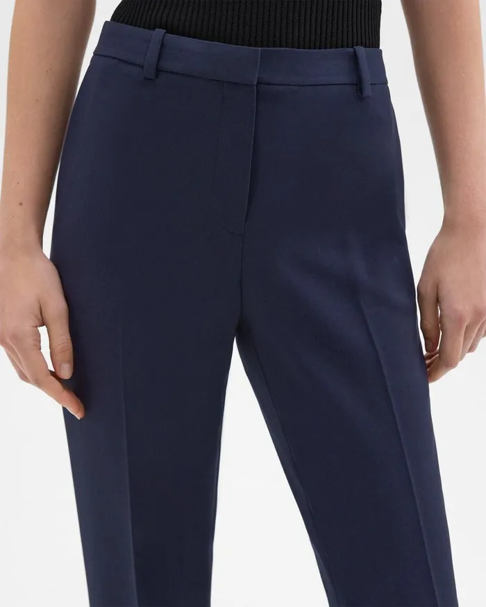Women Pants Theory Treeca Full Length Pant In Admiral Crepe Nocturne Navy