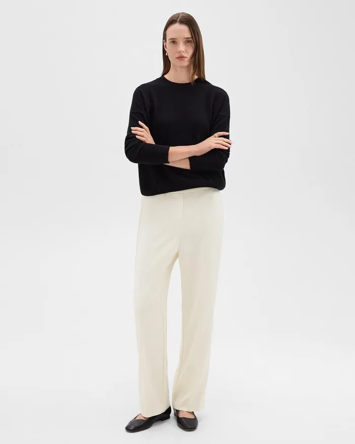 Women Pants Theory WideLeg PullOn Pant In Admiral Crepe Rice