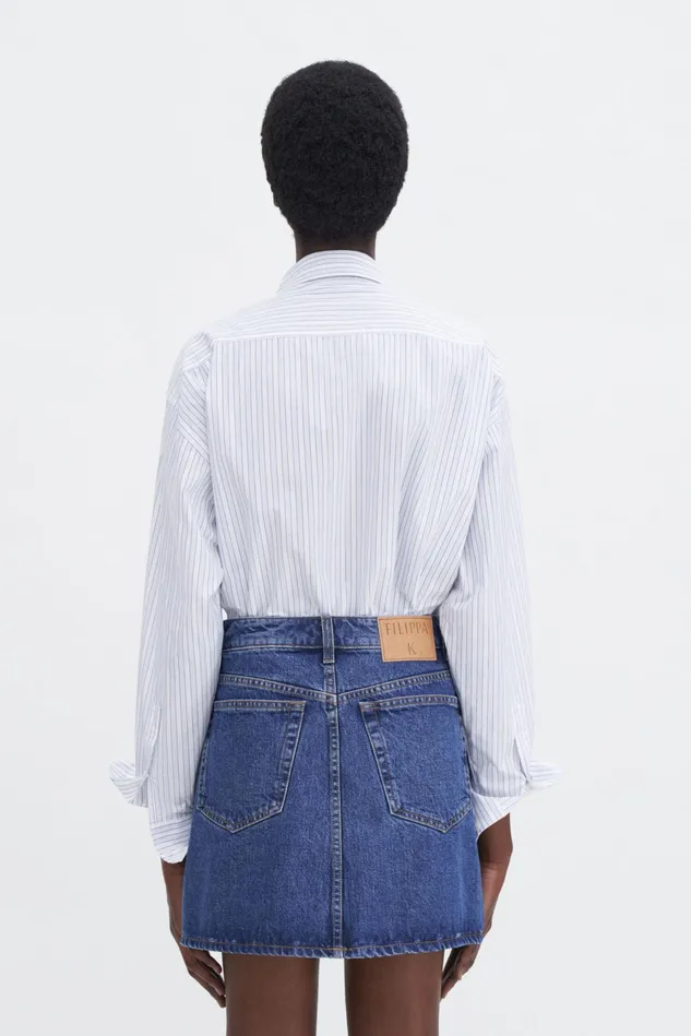 Women Patch Pocket Mini Skirt Washed Mid Blue Filippa K Skirts