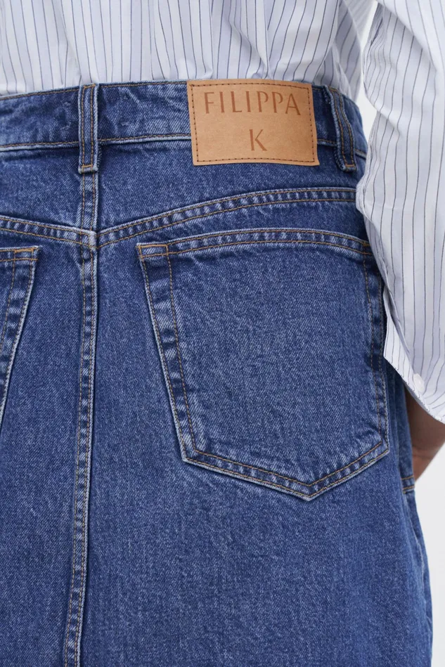 Women Patch Pocket Mini Skirt Washed Mid Blue Filippa K Skirts
