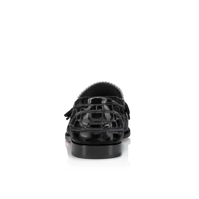 Women Penny Loafers 8211 Alligator Embossed Calf Leather 8211 White Christian Louboutin Flats and Loafers