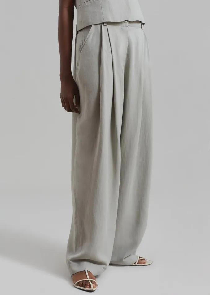 Women Piper Pleated Trousers 8211 Sage The Frankie Shop Bottoms