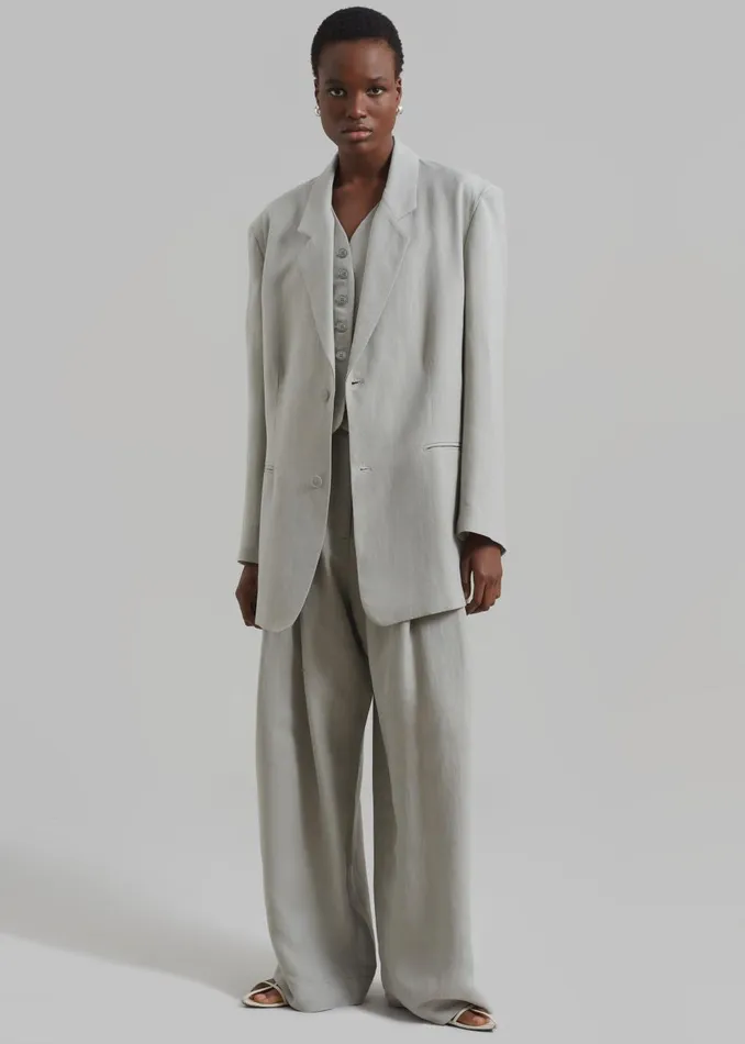 Women Piper Pleated Trousers 8211 Sage The Frankie Shop Bottoms