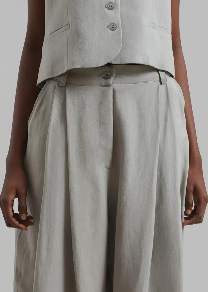 Women Piper Pleated Trousers 8211 Sage The Frankie Shop Bottoms