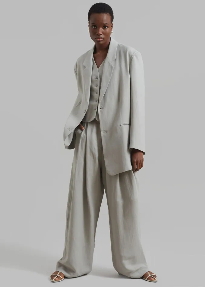 Women Piper Pleated Trousers 8211 Sage The Frankie Shop Bottoms