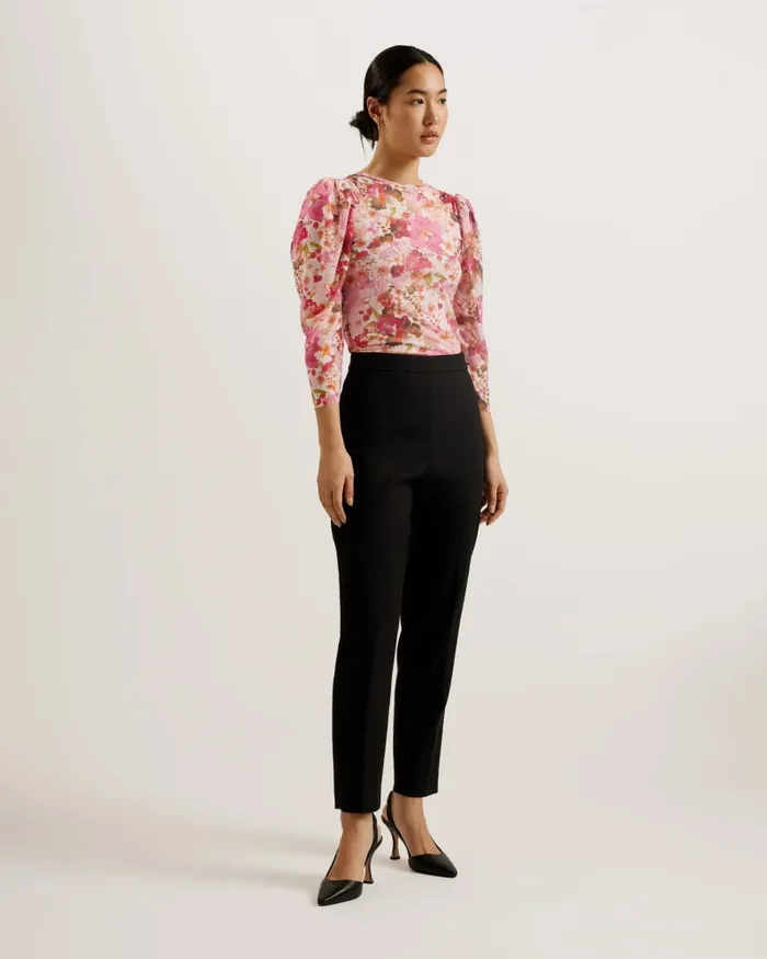 Women RAELEY 8211 Floral Gathered Shoulder Mesh Top Pink Ted Baker Tops and Blouses Women RAELEY 8211 Floral Gathered Shoulder Mesh Top Pink Ted Baker Tops and Blouses