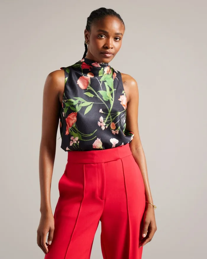 Women RAEVEN 8211 Cowl Neck Sleeveless Top Black Ted Baker Tops and Blouses