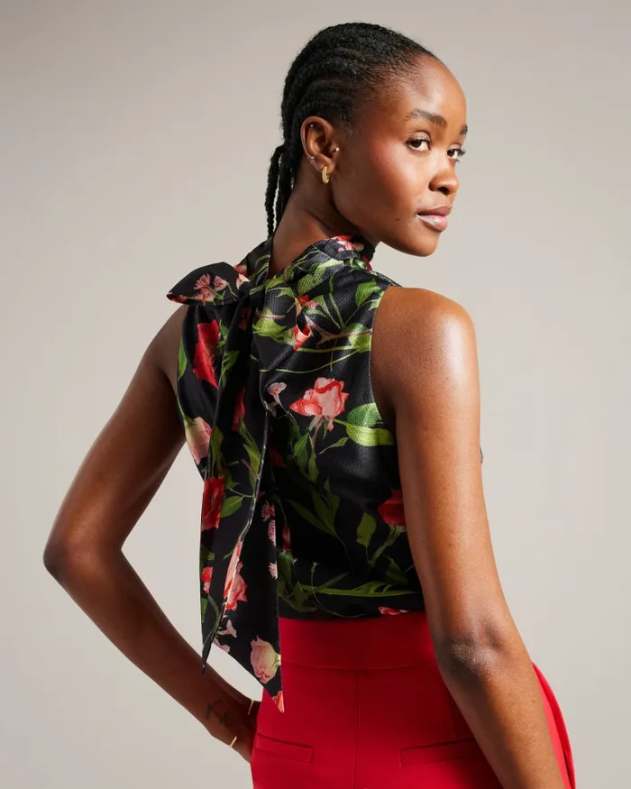 Women RAEVEN 8211 Cowl Neck Sleeveless Top Black Ted Baker Tops and Blouses