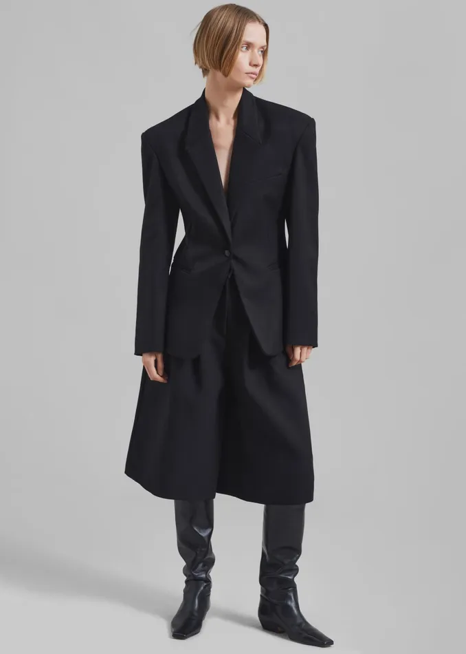 Women Reagan Boxy Padded Blazer 8211 Black The Frankie Shop Outerwear
