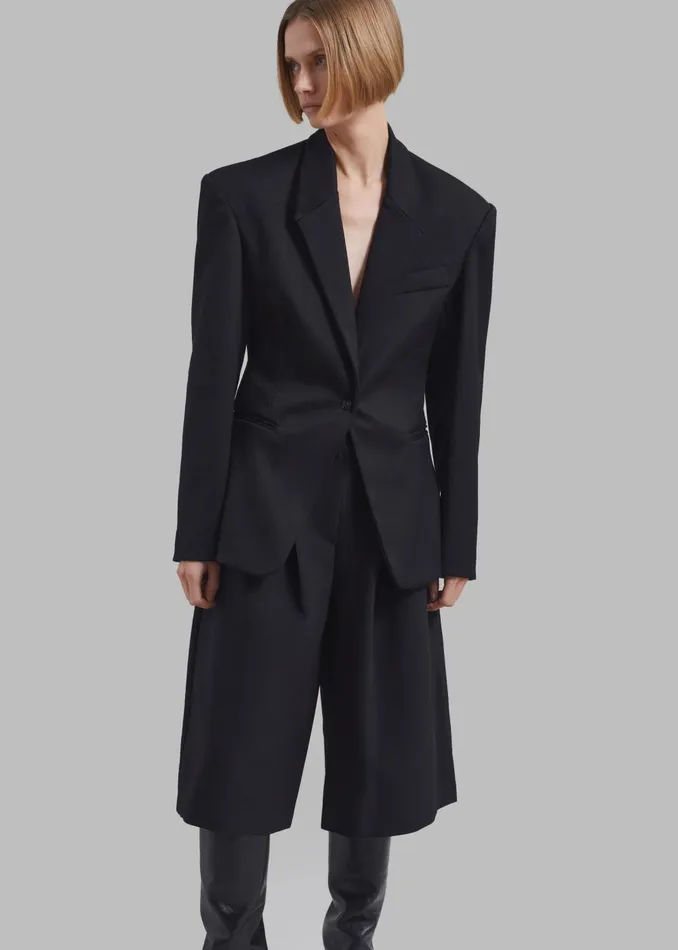 Women Reagan Boxy Padded Blazer 8211 Black The Frankie Shop Outerwear