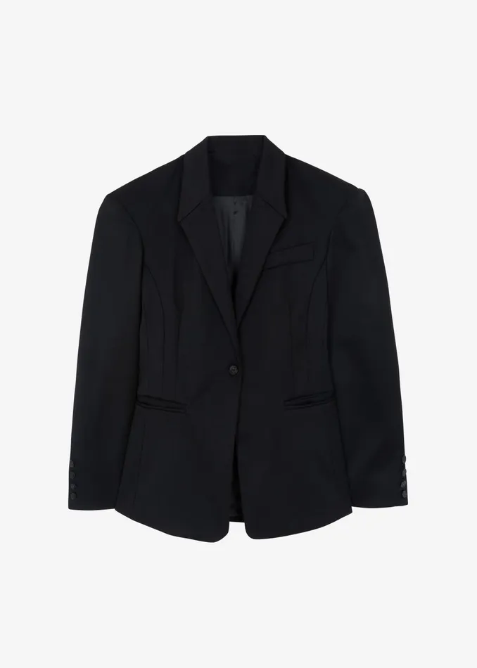 Women Reagan Boxy Padded Blazer 8211 Black The Frankie Shop Outerwear