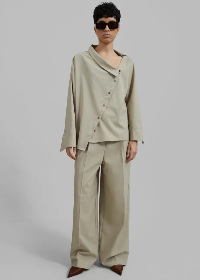 Women Roan Asymmetric Button Up Blouse 8211 Beige The Frankie Shop Tops
