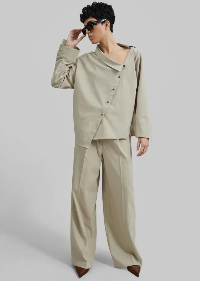 Women Roan Asymmetric Button Up Blouse 8211 Beige The Frankie Shop Tops