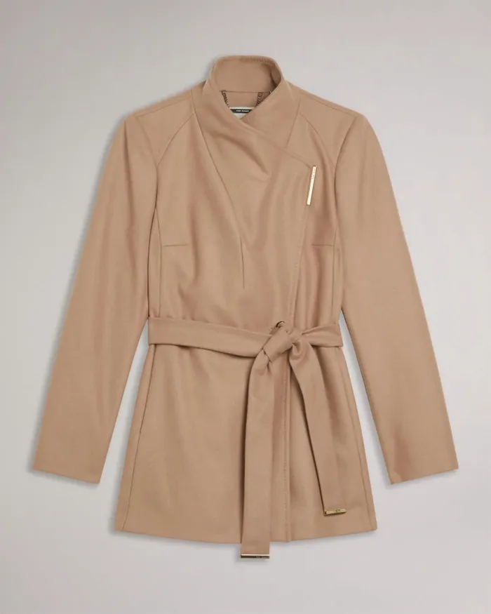 Women ROSESS 8211 Wool Wrap Short Coat Camel Ted Baker Coats and Jackets