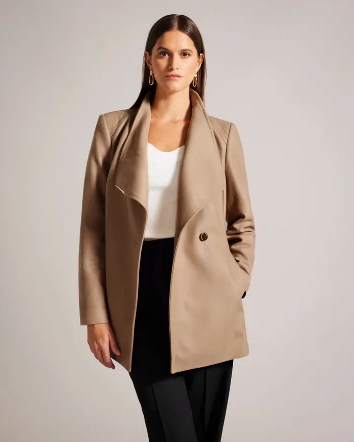 Women ROSESS 8211 Wool Wrap Short Coat Camel Ted Baker Coats and Jackets Women ROSESS 8211 Wool Wrap Short Coat Camel Ted Baker Coats and Jackets