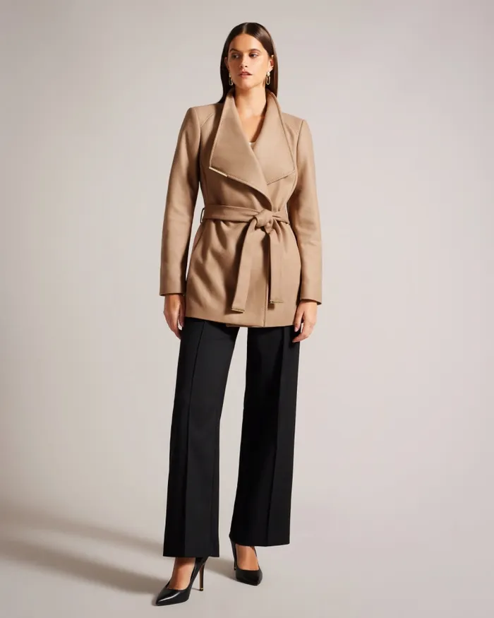 Women ROSESS 8211 Wool Wrap Short Coat Camel Ted Baker Coats and Jackets Women ROSESS 8211 Wool Wrap Short Coat Camel Ted Baker Coats and Jackets