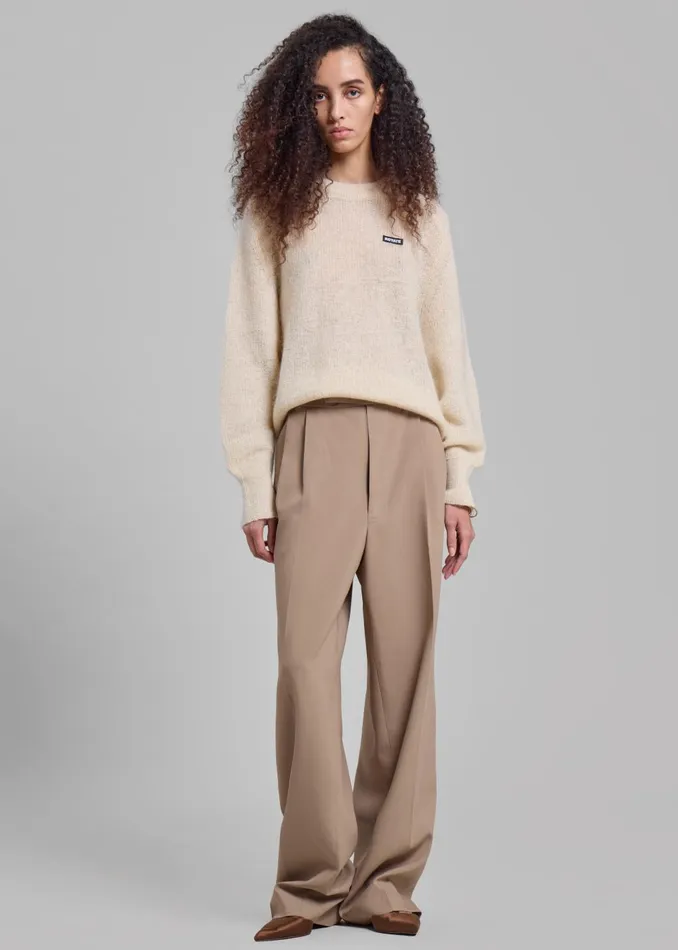 Women Rotate Light Knit Logo Sweater 8211 Parchment The Frankie Shop Knitwear
