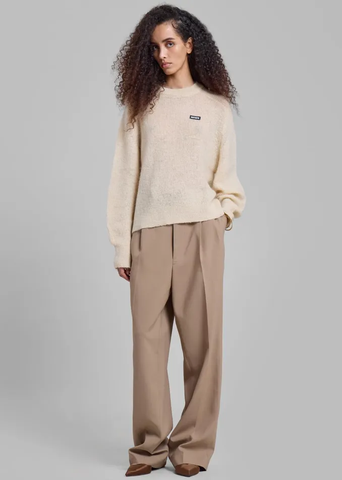 Women Rotate Light Knit Logo Sweater 8211 Parchment The Frankie Shop Knitwear