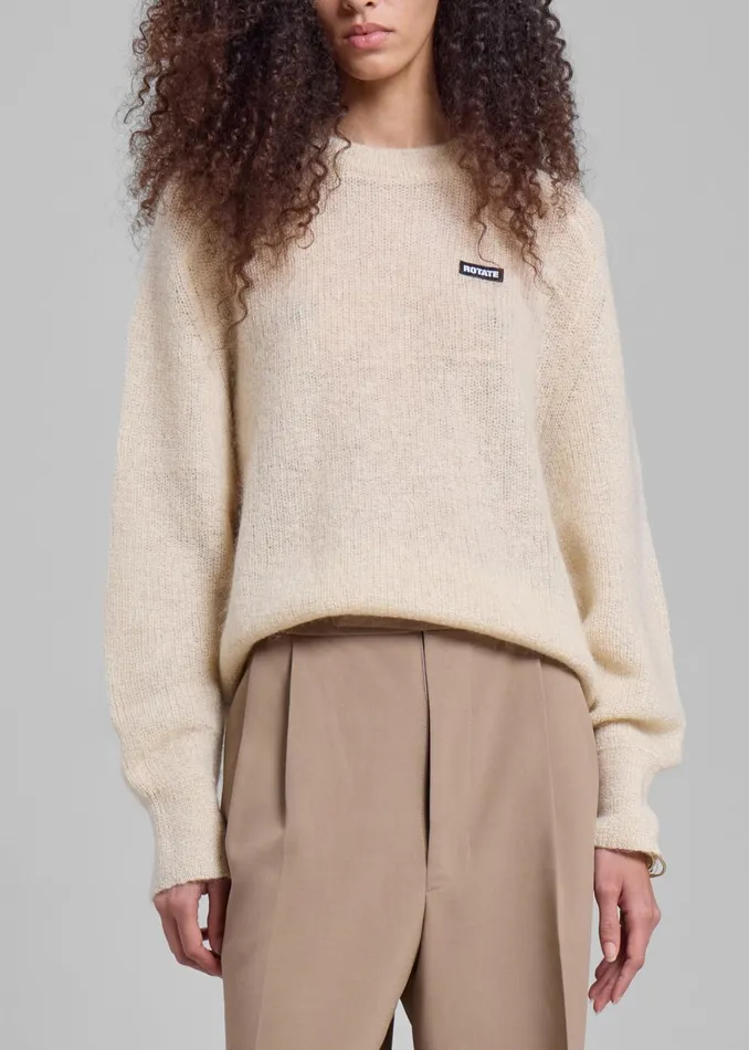 Women Rotate Light Knit Logo Sweater 8211 Parchment The Frankie Shop Knitwear