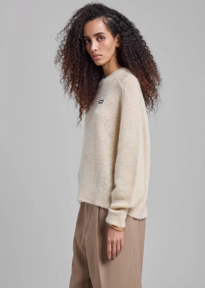 Women Rotate Light Knit Logo Sweater 8211 Parchment The Frankie Shop Knitwear