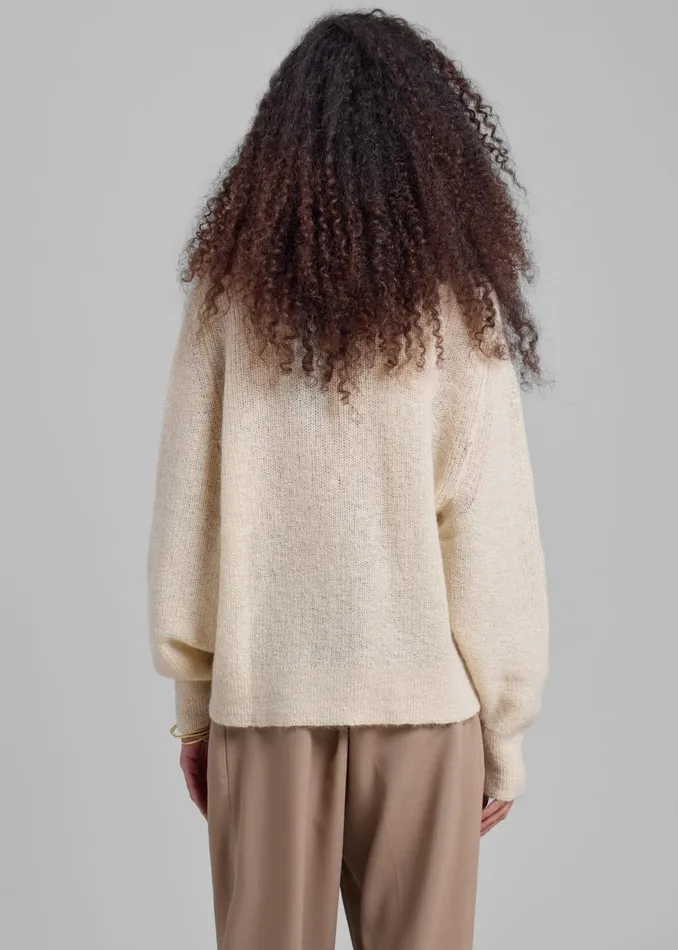 Women Rotate Light Knit Logo Sweater 8211 Parchment The Frankie Shop Knitwear