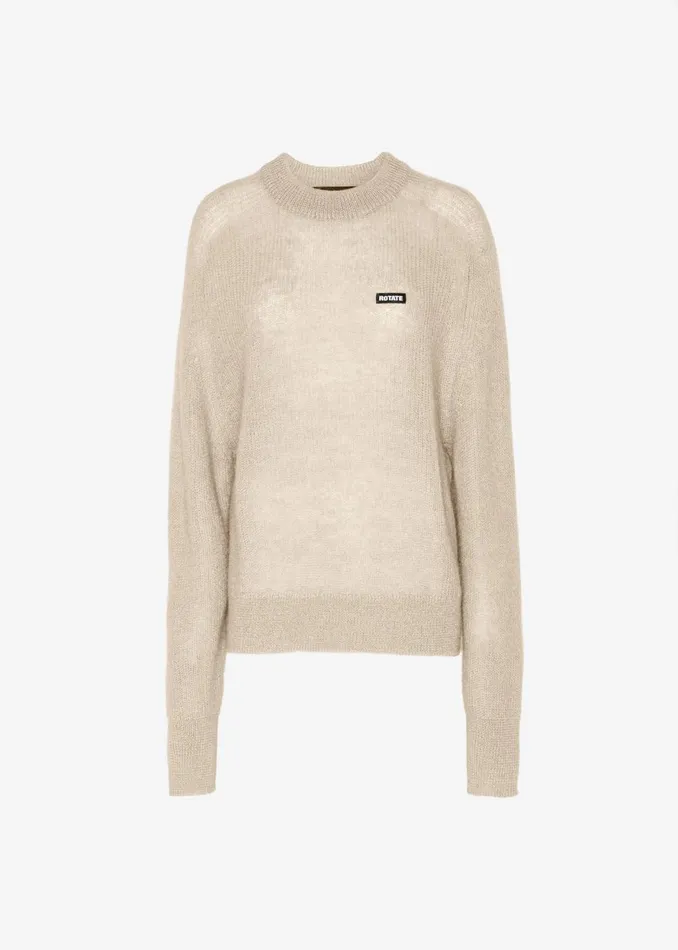 Women Rotate Light Knit Logo Sweater 8211 Parchment The Frankie Shop Knitwear