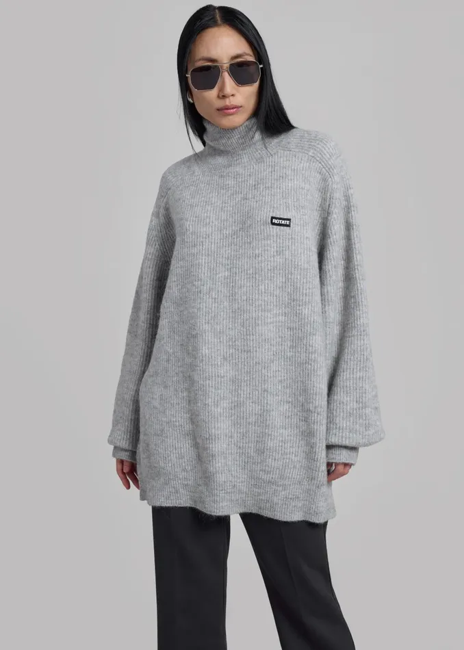 Women Rotate Turtleneck Sweater 8211 Light Grey The Frankie Shop Knitwear