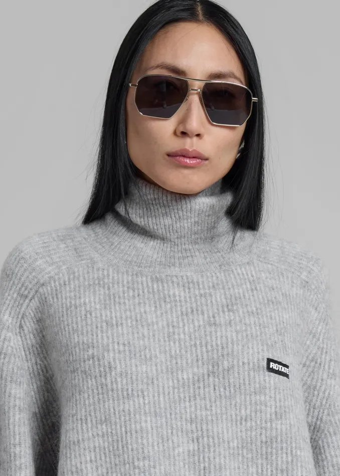 Women Rotate Turtleneck Sweater 8211 Light Grey The Frankie Shop Knitwear